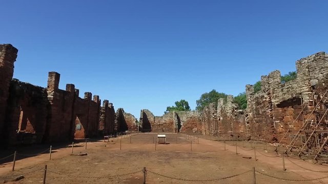 Aerial view Ruins of Jesuit Building, San Ignacio in Misiones (Argentina).