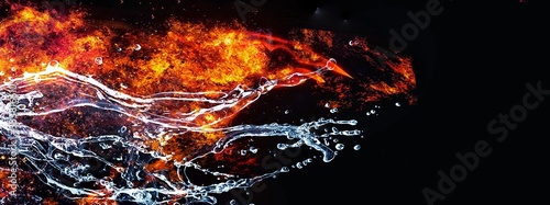 炎と水が渦巻く抽象的な背景 Poster Abstract Abstract Posters K Yu