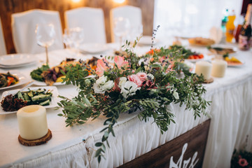 Table setting for an event party or wedding reception at the beach.