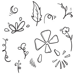 doodle flower plant leaves illustration vector hand drawn style