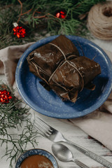 Tamales a traditional food from latin america, traditional food for christmas in latin america.