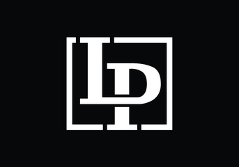 A Simple and Modern Logo Design Featuring the Letters L and P Inside a Square Frame