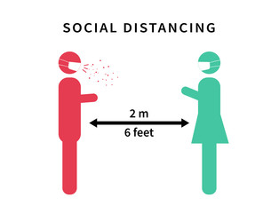 Social distancing. Keep the 2 meter distance. Coronovirus epidemic protective. Vector illustration