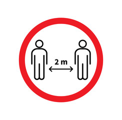 ocial distancing icon. Keep the 2 meter distance. Avoid crowds. Coronovirus epidemic protective. Vector illustration