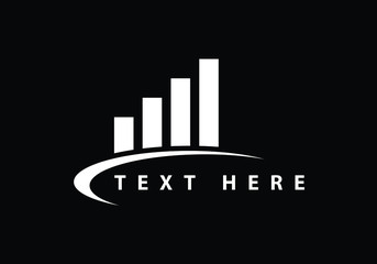 Stylized Financial Growth Graph Ascending Data Bars with Curved Swoosh Design Emblem Logo