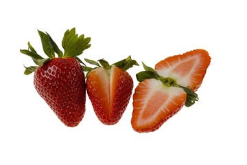 Close up view of fresh colorful strawberry isolated on white background. Beautiful background.