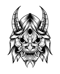 Illustration vector oni mask traditional japanese culture-vector