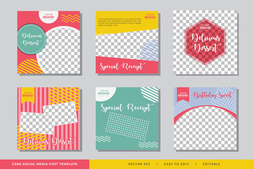 Cake social media post design template Premium Vector