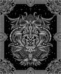 Viking head demonic face-vector illustration design.
