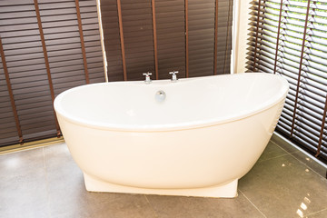 White bathtub and jacuzzi decoration interior