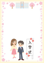 入学式の男子と母親