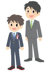 入学式の男子と父親