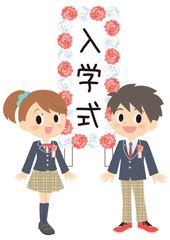 中学校入学式の男女