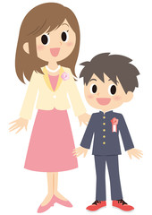 Obraz na płótnie Canvas 入学式の男子と母親