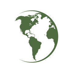 Globe earth icon. Green world. Flat style. Isolated on white background. 