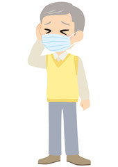 マスクをするおじいちゃん