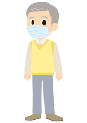 マスクをするおじいちゃん