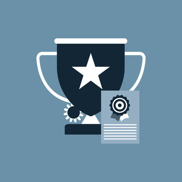 Trophy Cup with certification icon