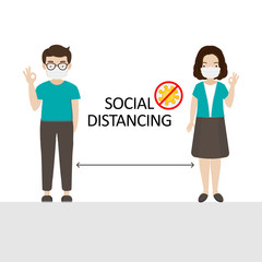 Social distancing. Space between people to avoid spreading COVID-19 Virus.