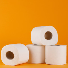 Toilet paper purchase due to kronavirus concept. Personal hygiene and stopping the spread of the virus. Cleanliness, Hygiene, Sterility. Square.