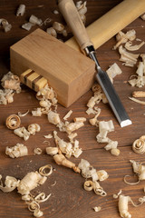 Carpenter cabinet maker hand tools on the workbench