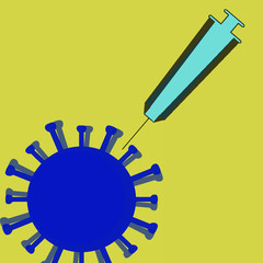 Virus Corona Illustration and Attention for Social Distancing