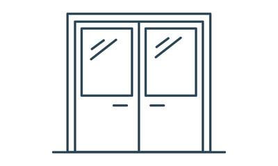 Exit door icon for emergency evacuation and building safety