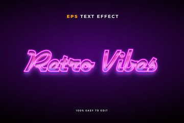 Retro vibes neon light text effect