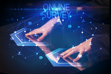 Navigating social networking with ONLINE SURVEY inscription, new media concept