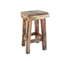 Old wooden chair isolated on white background