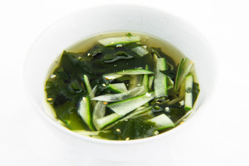 Seaweed and cucumber soup