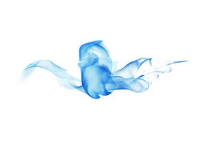 Blue smoke on a white background.