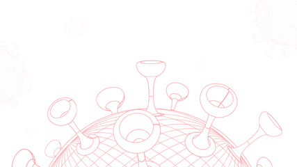 Deadly Corona Virus Line Art Concept, Global Pandemic Viruses Spreading Infecting Caused Dead 3D render geometricBackground