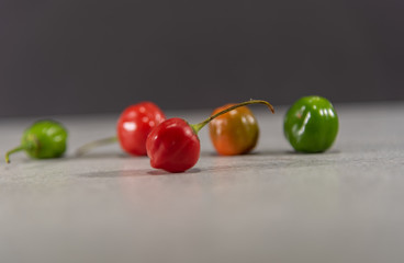 Fruits of goat pepper (capsicum chinense) on dark background