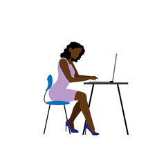 Woman works online at home, illustration. Social distance and self-isolation during quarantine of the corona virus