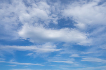 Naklejka na ściany i meble Blue sky and white clouds. Abstract summer landscape.