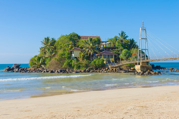 View of the old Paravi Duwa Temple (Temple on the island). Matara, Sri Lanka