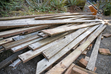 Old Wood Boards From Construction Deck Teardown and Rebuild