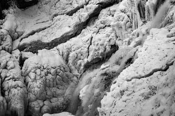 Frozen Ice Waterfall - Black & White