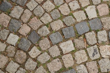 The paving stone is light and dark gray.