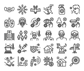 coronavirus outline vector icons