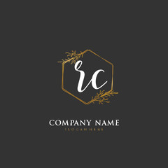 Handwritten initial letter R C RC for identity and logo. Vector logo template with handwriting and signature style.