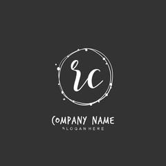 Handwritten initial letter R C RC for identity and logo. Vector logo template with handwriting and signature style.