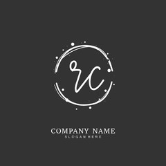 Handwritten initial letter R C RC for identity and logo. Vector logo template with handwriting and signature style.