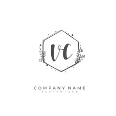Handwritten initial letter V C VC for identity and logo. Vector logo template with handwriting and signature style.