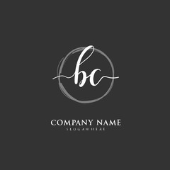Handwritten initial letter B C BC for identity and logo. Vector logo template with handwriting and signature style.