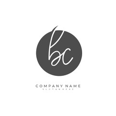 Handwritten initial letter B C BC for identity and logo. Vector logo template with handwriting and signature style.