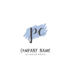  Handwritten initial letter P C PC for identity and logo. Vector logo template with handwriting and signature style.