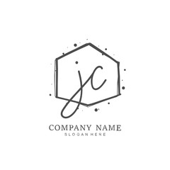  Handwritten initial letter J C JC for identity and logo. Vector logo template with handwriting and signature style.