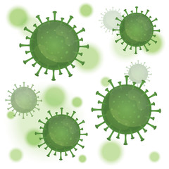 Illustration graphic vector of Corona virus, infection in Wuhan. Green virus, white background, epidemic, covid-19 pandemic